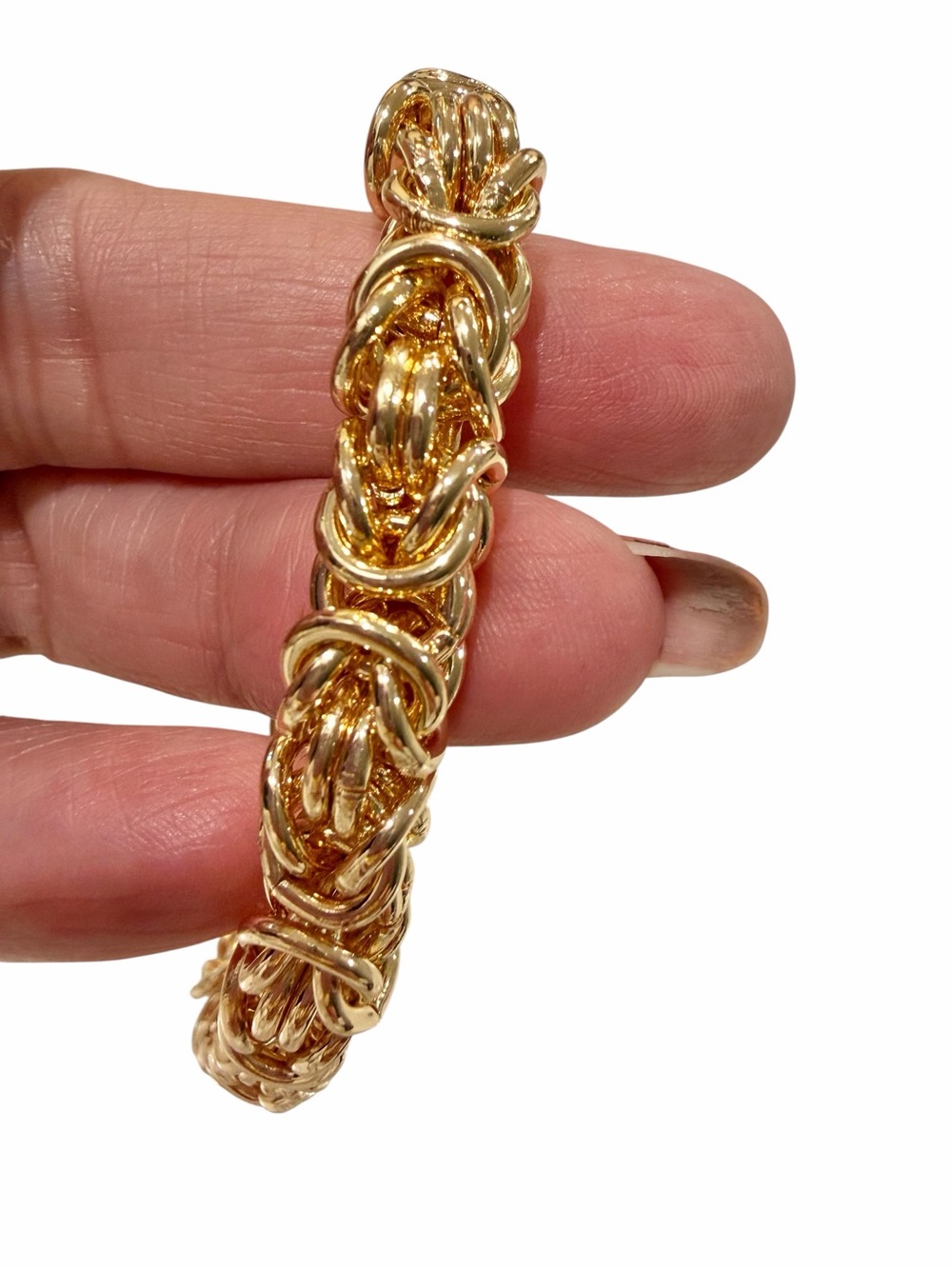 Byzantine Shiny Heavy Gold Tone chain bracelet Like new